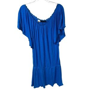 La Blanca Blue Butterfly Sleeve Mini Dress Size M